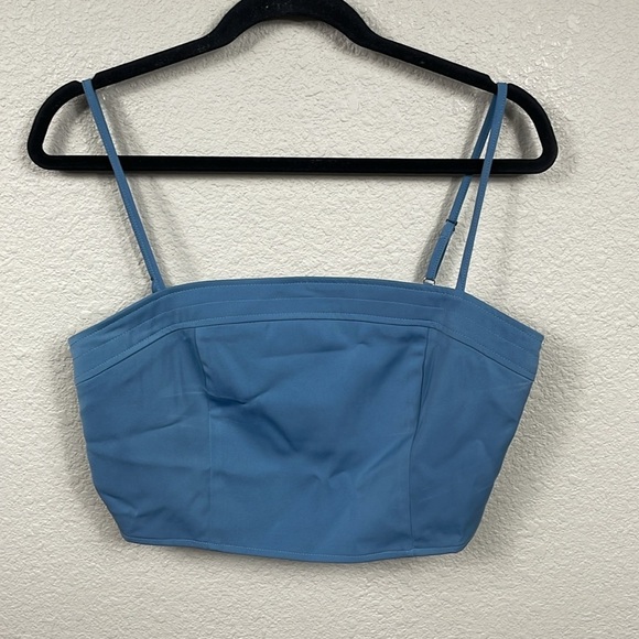 New ACOA Party Starter Crop Top Blue Square Neck Sz M - Picture 3 of 11